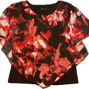 Women AB Studio Floral Chiffon Popover Blouse Top Size S
